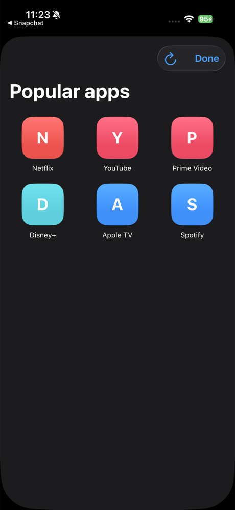 TV Pilot app launcher screen