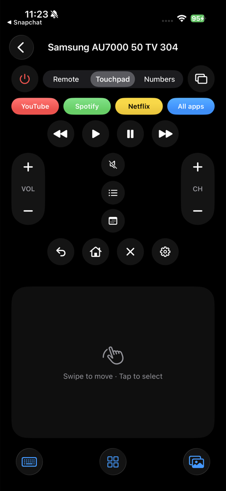 TV Pilot touchpad screen